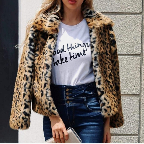 New Leopard Print Faux Fur Jacket - Picture 4 of 8